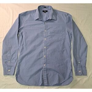 Thompson Shirtings J. Crew 80's 2 Ply L Blue/Wht Gingham Business Casual Preppy